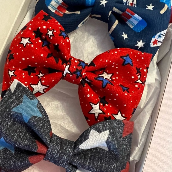 Set of 3 Hair Bows Girls Accessories Clips Fabric Toddlers July 4th Independence - Picture 4 of 5